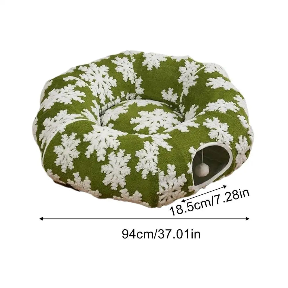 Christmas Cat Tunnel Bed β Cozy Donut Nest for Kittens