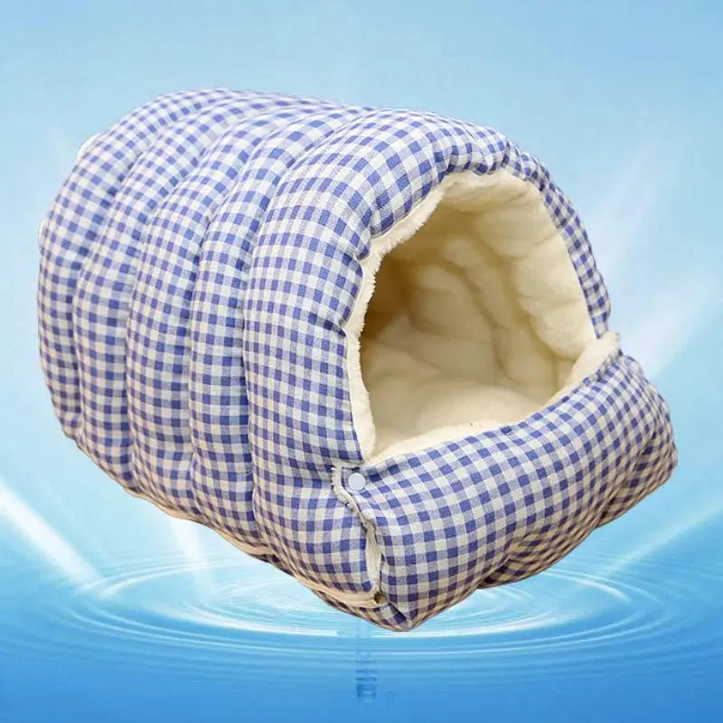 Foldable Winter Pet Bed – Cozy Semi-Enclosed Cat & Dog Sleeping Bag 🐾❄️
