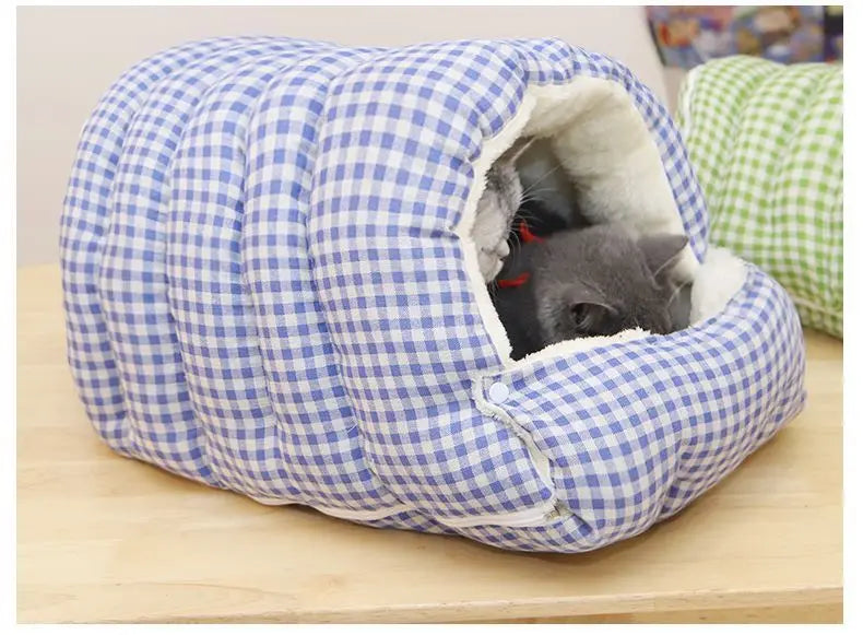 Foldable Winter Pet Bed – Cozy Semi-Enclosed Cat & Dog Sleeping Bag 🐾❄️
