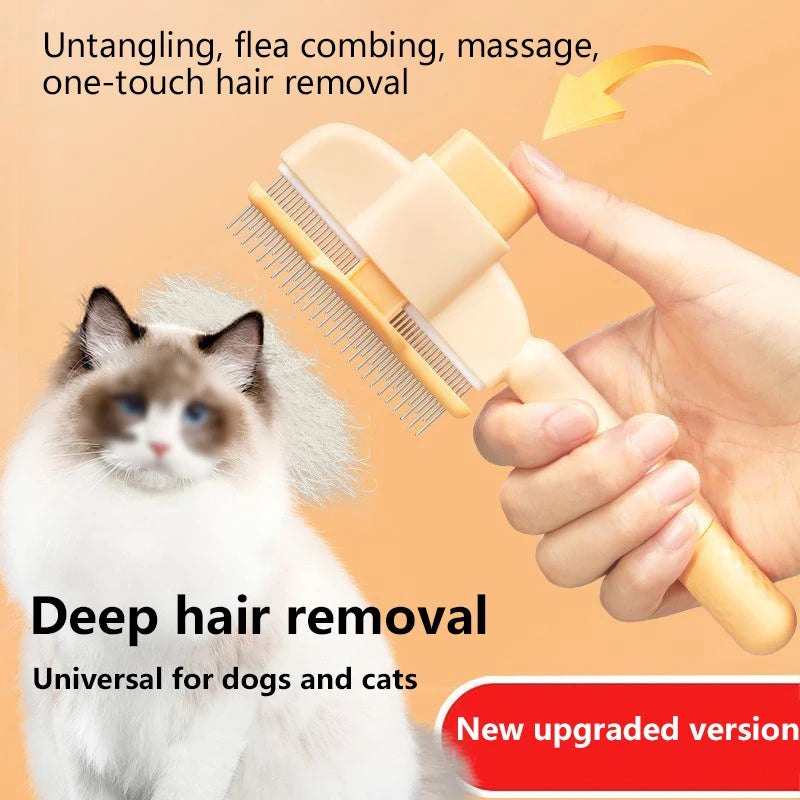 Pet Hair Removal & Flea Comb – With Release Button & Massage Function