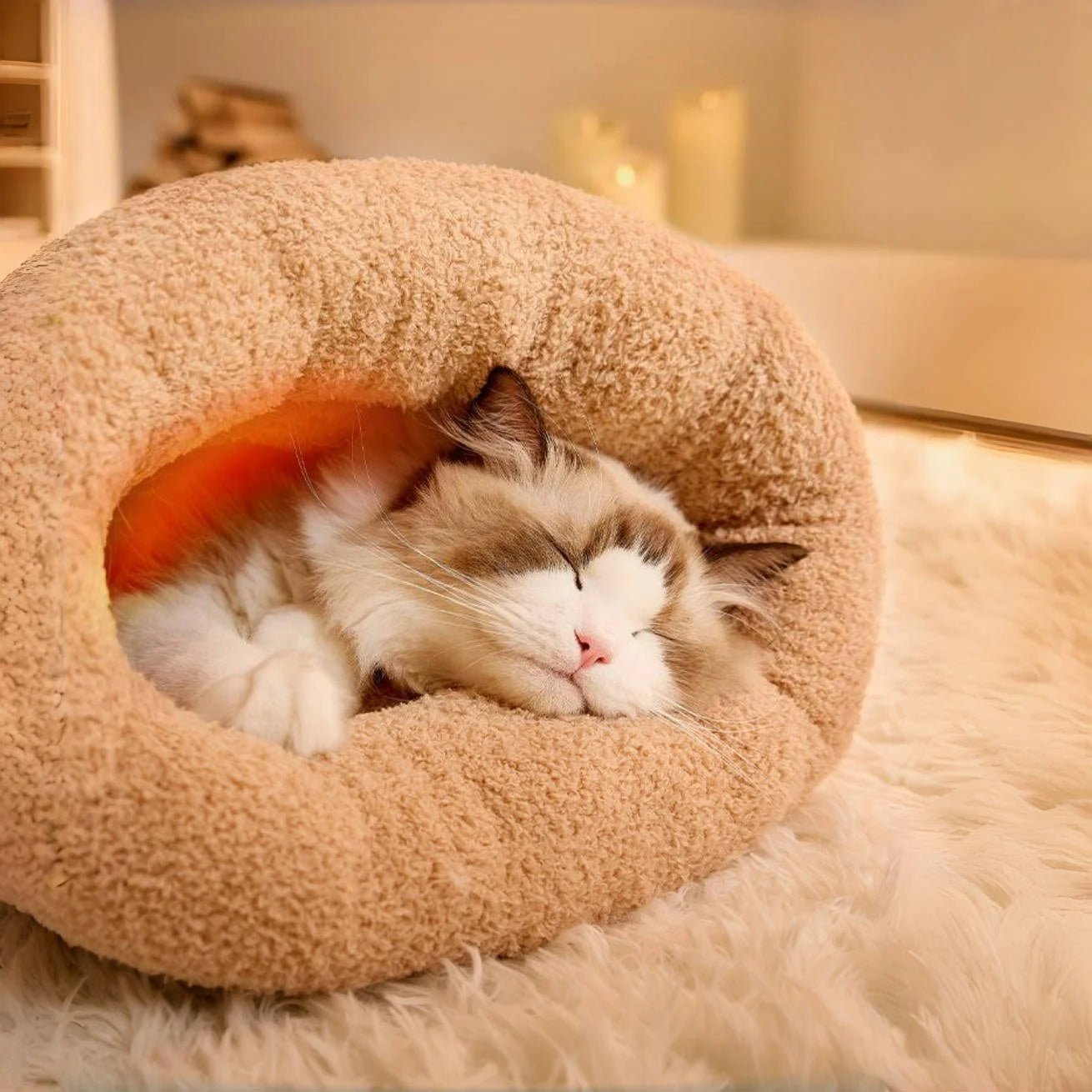 Cozy Burrow Bed – Thermal Winter Cat Cave & Snuggle Sleeping Bag for Cats and Small Dogs 🐾❄️