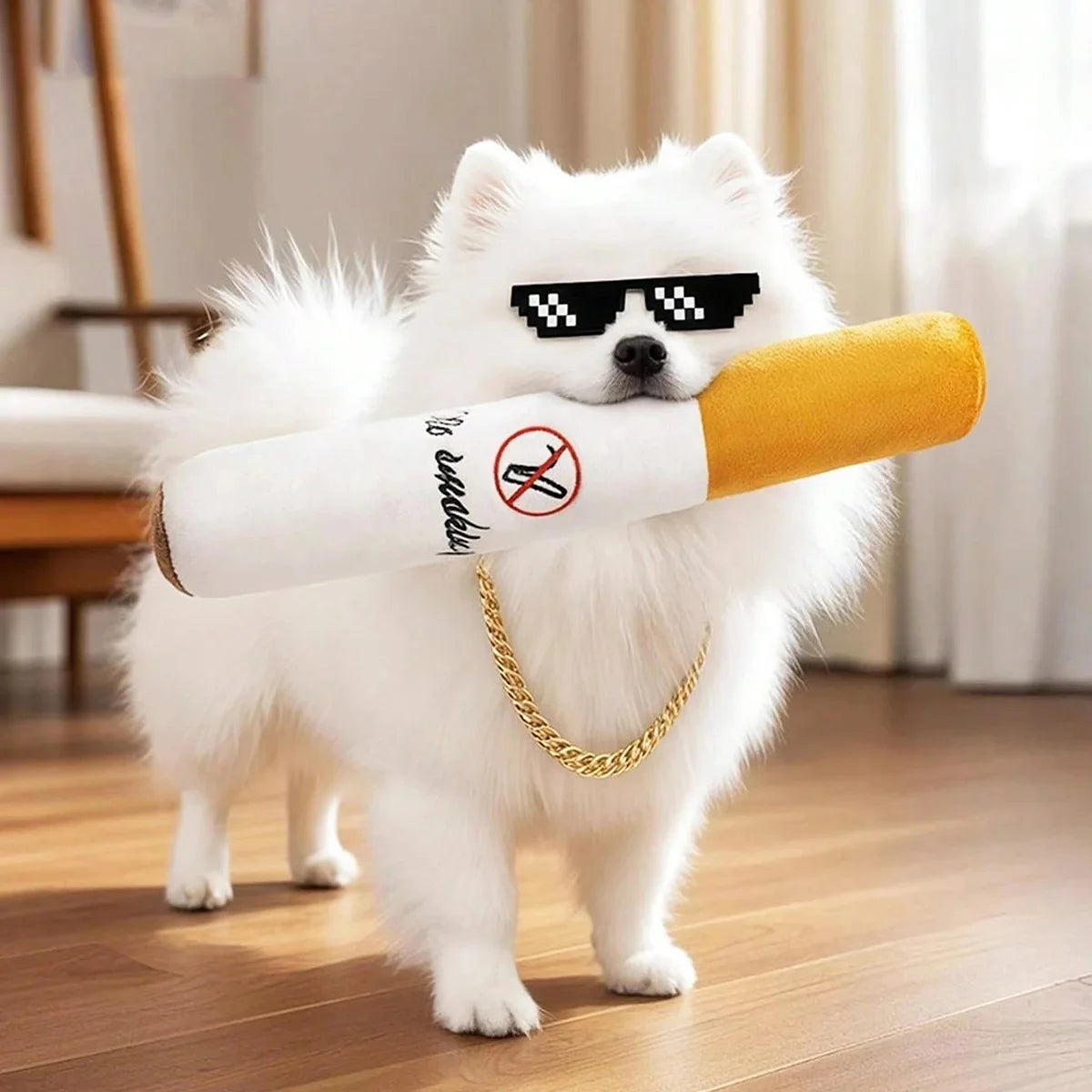 “No Smoking” Dog Toy – Funny Plush Cigarette Chew