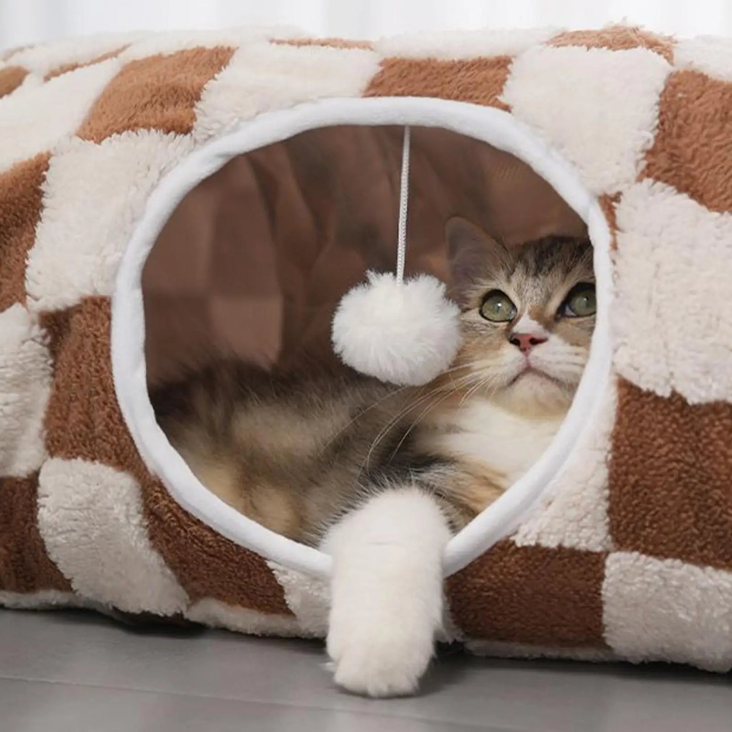 Cat Tunnel Donut Bed with Removable Cushion — Washable 2-in-1 Tunnel & Cozy Nest for Cats, Kittens, Small Dogs and Bunnies