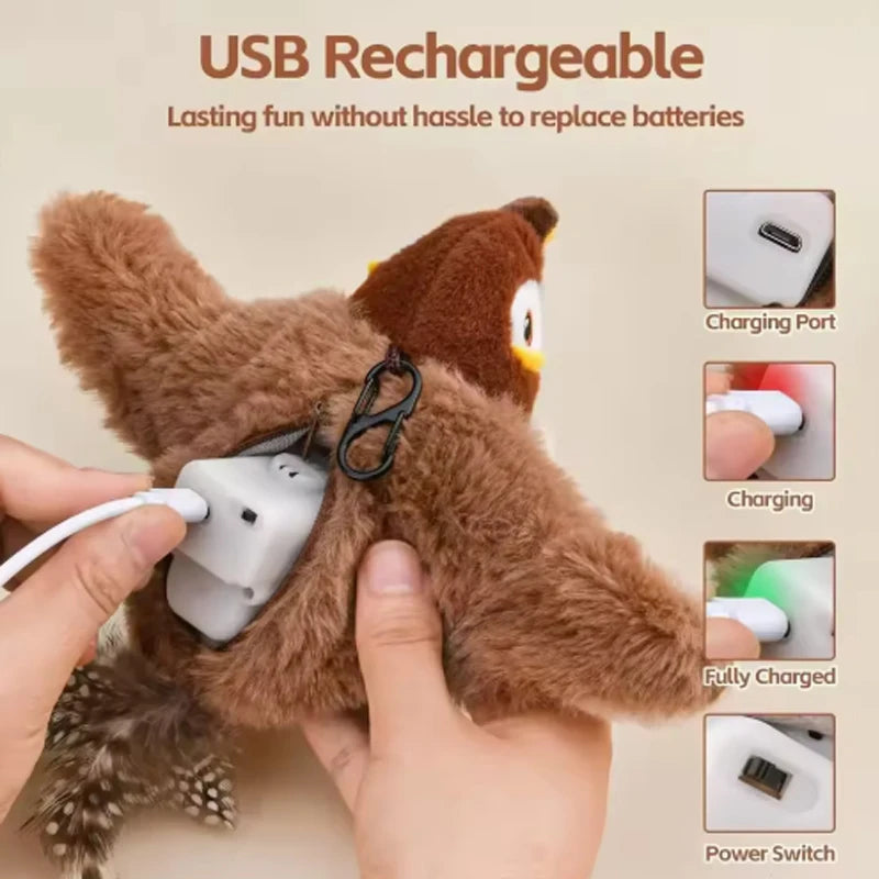 Rechargeable Chirping Bird Toy – Interactive Touch-Activated Plush for Cats & Dogs 🐦🐾