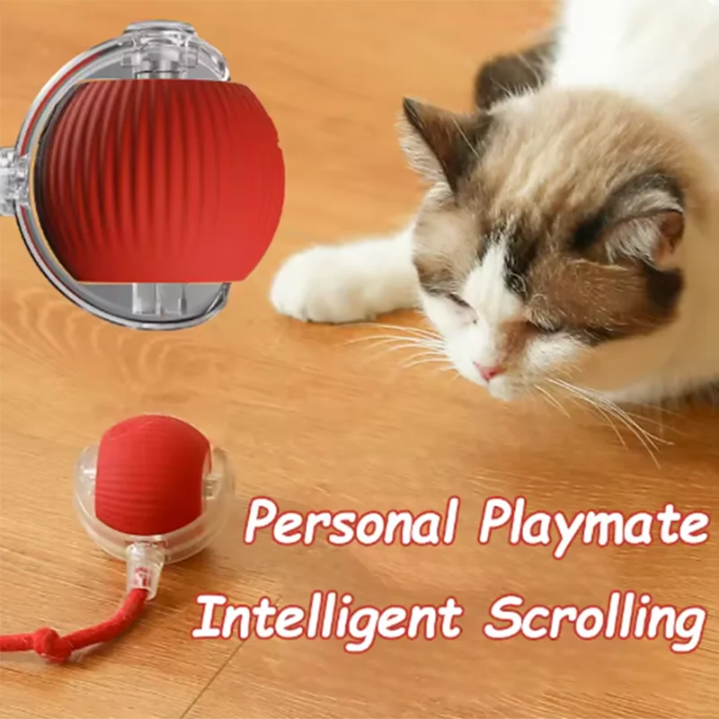 Rechargeable Smart Pet Ball Toy Automatic Rolling Faux Tail Interactive Electric Toy for Cats Dogs Training Imitate Mouse