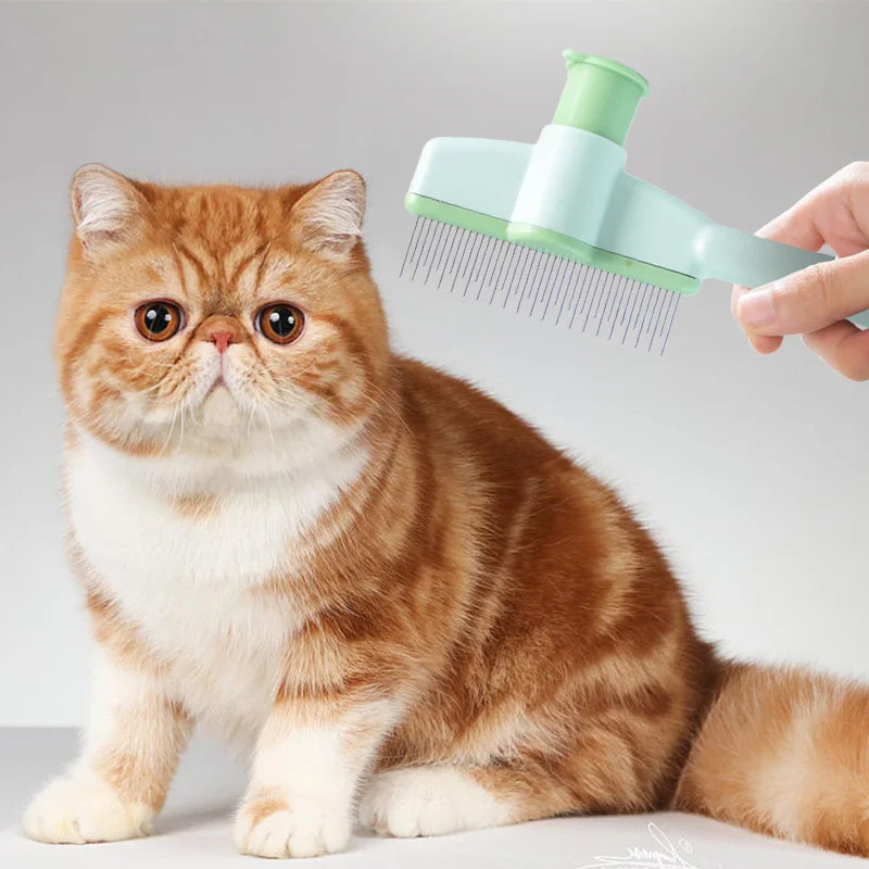 Pet Hair Removal & Flea Comb – With Release Button & Massage Function