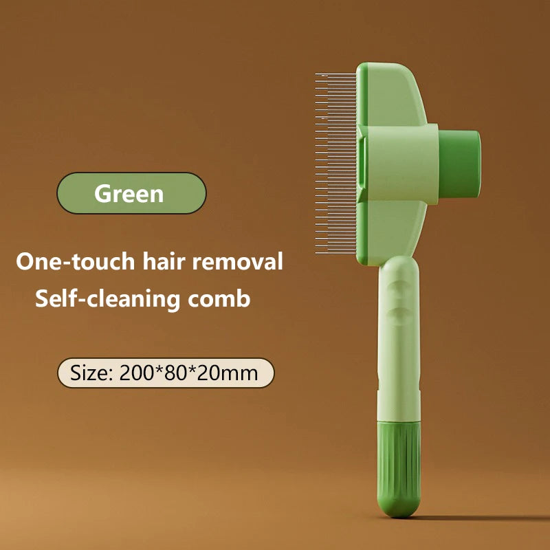 Pet Hair Removal & Flea Comb – With Release Button & Massage Function