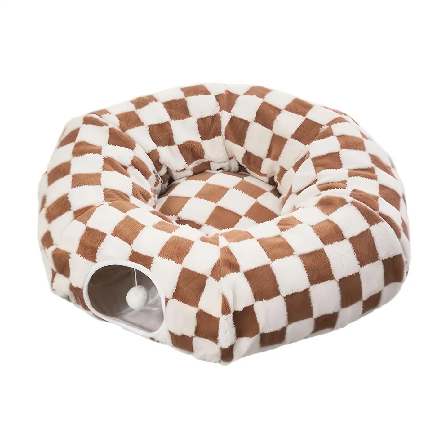 Cat Tunnel Donut Bed with Removable Cushion — Washable 2-in-1 Tunnel & Cozy Nest for Cats, Kittens, Small Dogs and Bunnies
