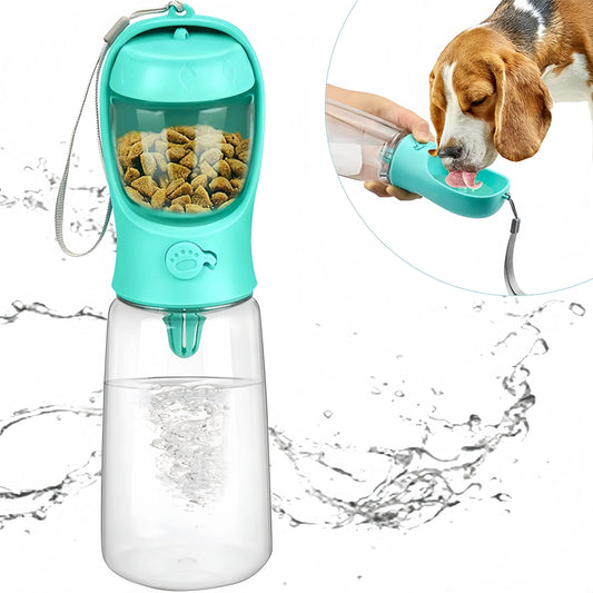Portable Pet Water Bottle & Food Dispenser 2-in-1