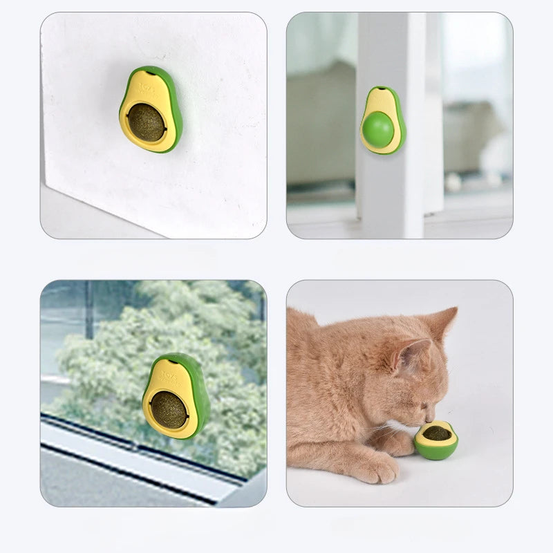 Natural Catnip Wall Ball – Rotatable Cat Teeth Cleaning Toy