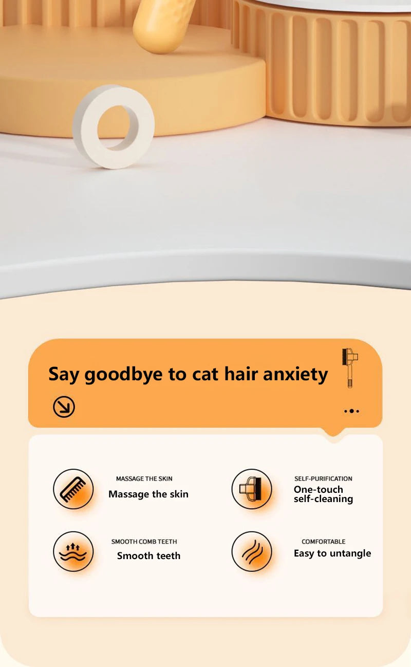 Pet Hair Removal & Flea Comb – With Release Button & Massage Function