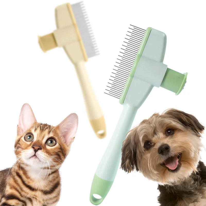 Pet Hair Removal & Flea Comb – With Release Button & Massage Function