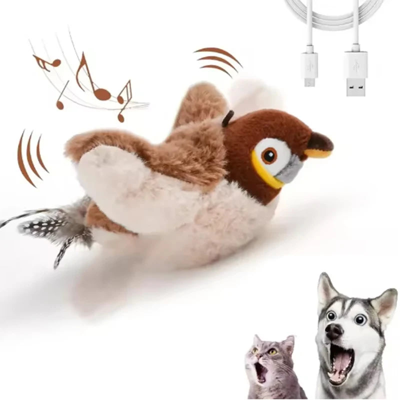 Rechargeable Chirping Bird Toy – Interactive Touch-Activated Plush for Cats & Dogs 🐦🐾