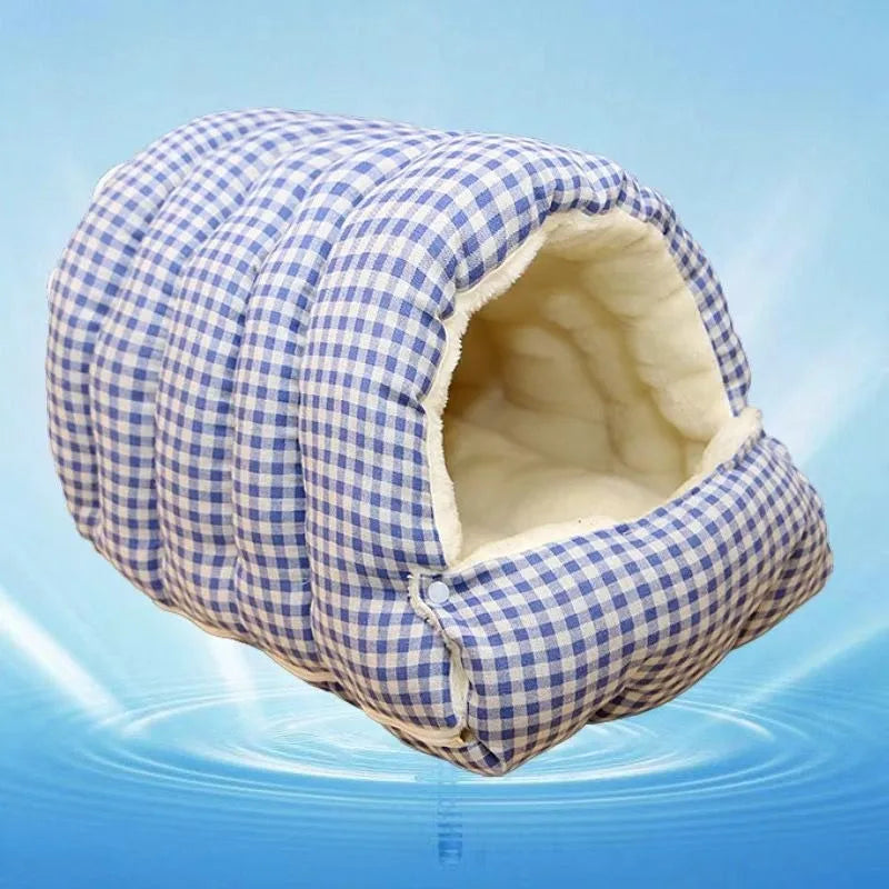 Foldable Winter Pet Bed – Cozy Semi-Enclosed Cat & Dog Sleeping Bag 🐾❄️