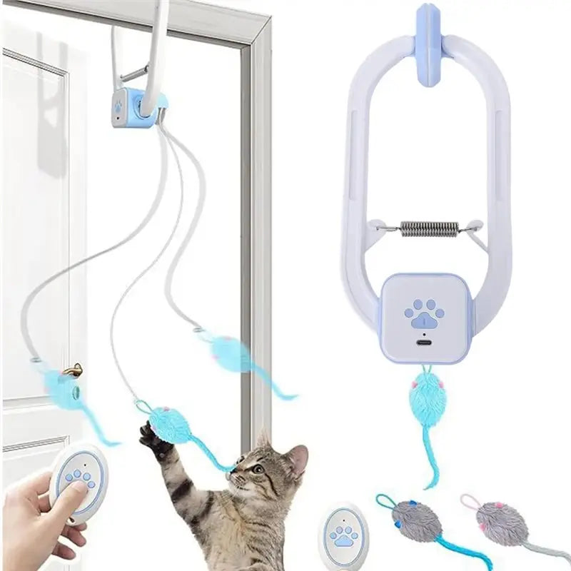 Interactive Hanging Cat Toy with Flapping Bird & Feather Teaser 🐱