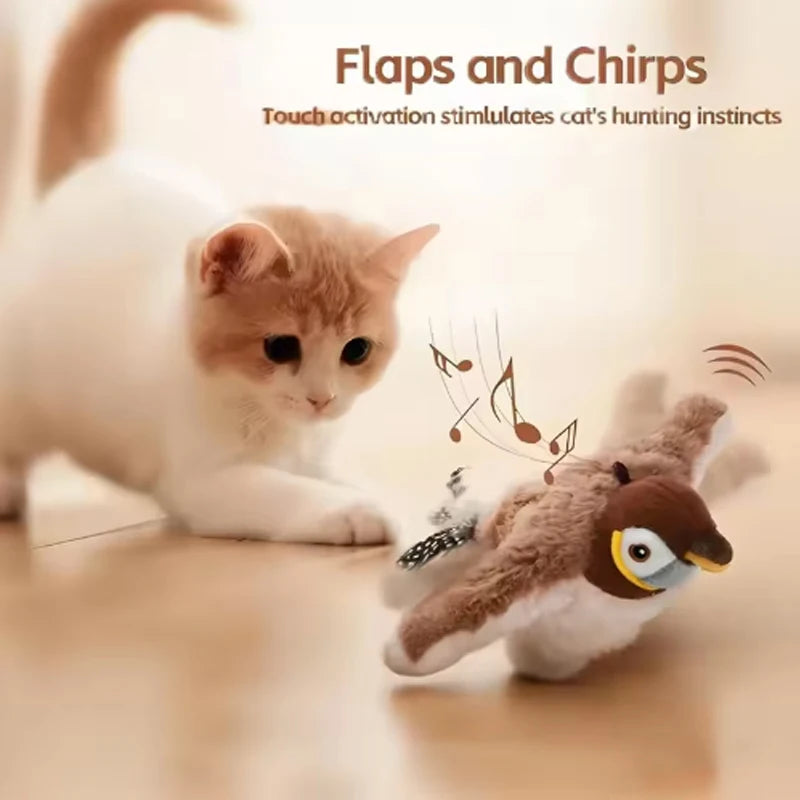 Rechargeable Chirping Bird Toy – Interactive Touch-Activated Plush for Cats & Dogs 🐦🐾