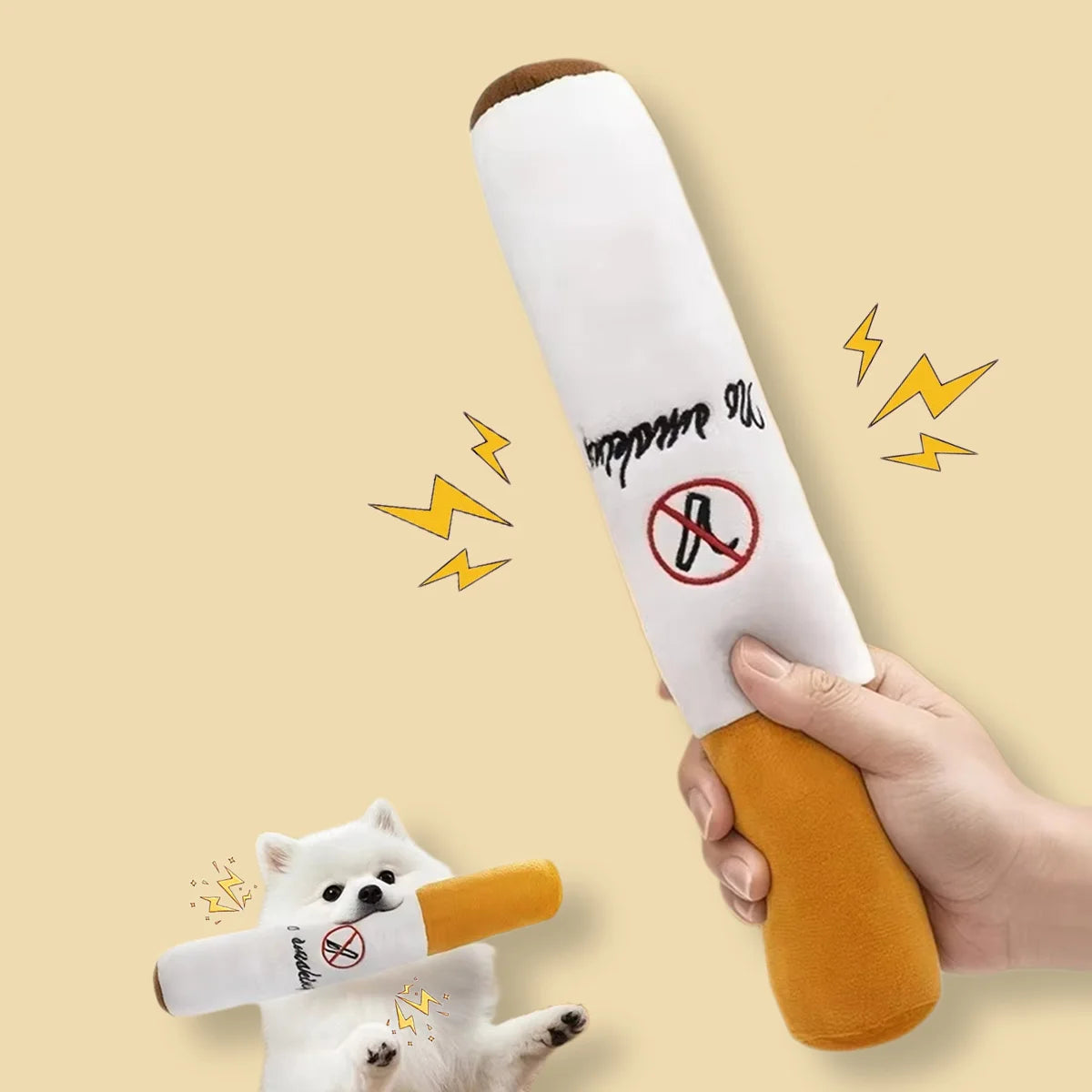 “No Smoking” Dog Toy – Funny Plush Cigarette Chew