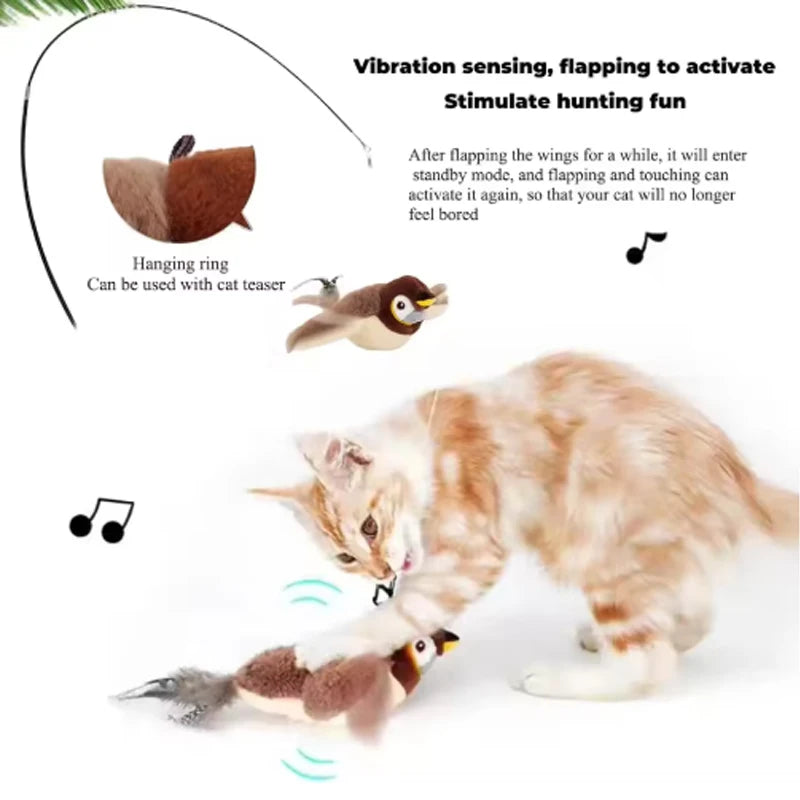 Rechargeable Chirping Bird Toy – Interactive Touch-Activated Plush for Cats & Dogs 🐦🐾