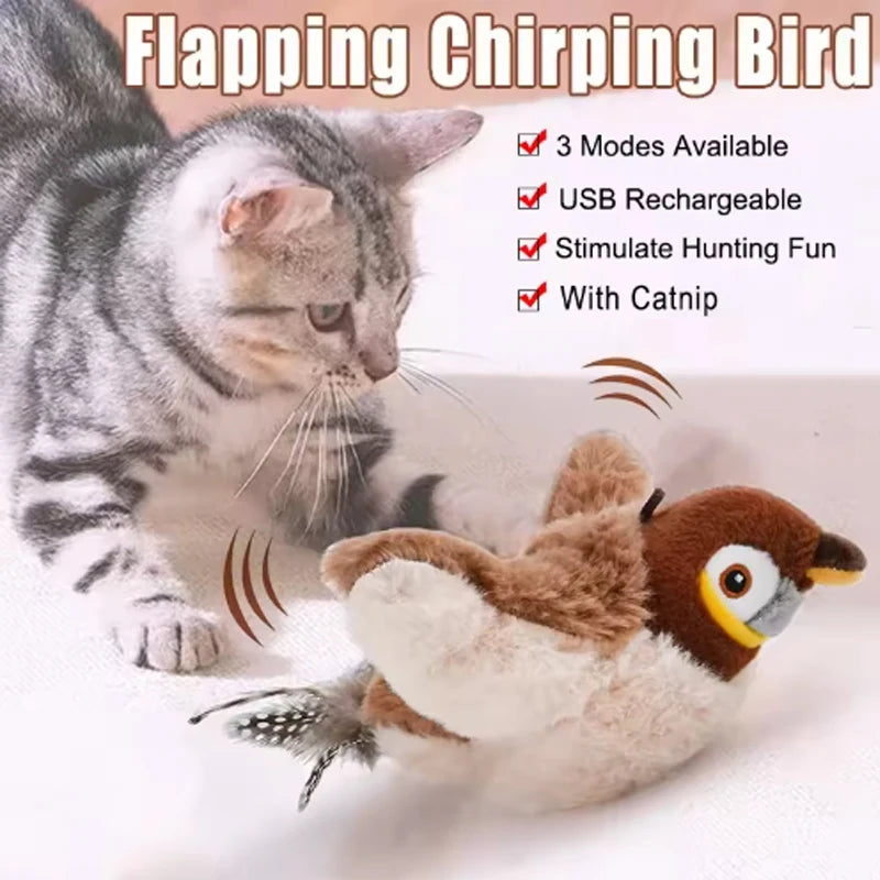 Rechargeable Chirping Bird Toy – Interactive Touch-Activated Plush for Cats & Dogs 🐦🐾