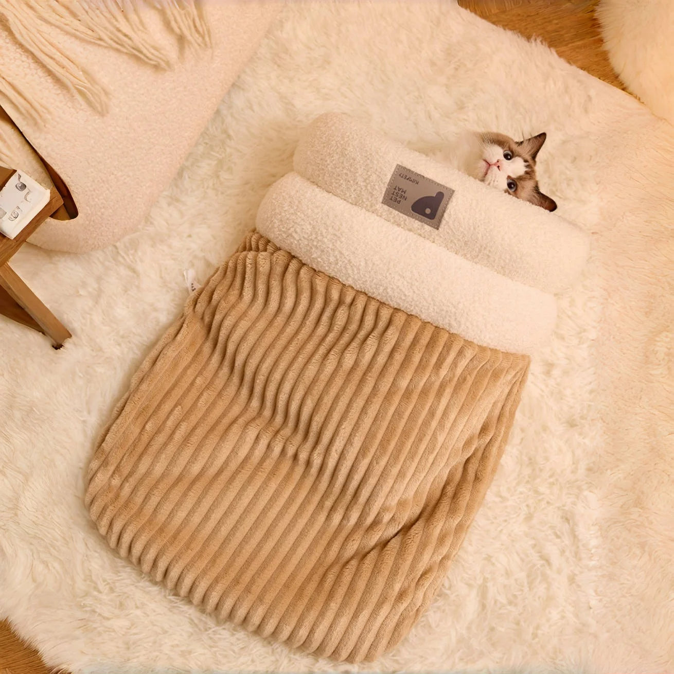 Cozy Burrow Bed – Thermal Winter Cat Cave & Snuggle Sleeping Bag for Cats and Small Dogs 🐾❄️