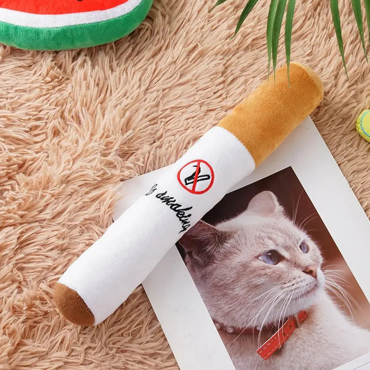 “No Smoking” Dog Toy – Funny Plush Cigarette Chew