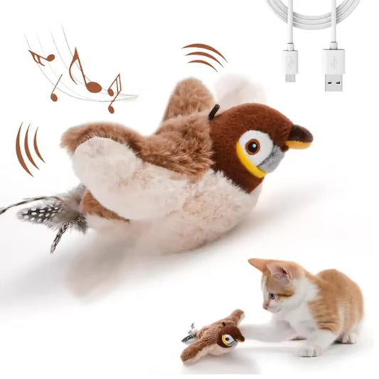 Rechargeable Chirping Bird Toy – Interactive Touch-Activated Plush for Cats & Dogs 🐦🐾