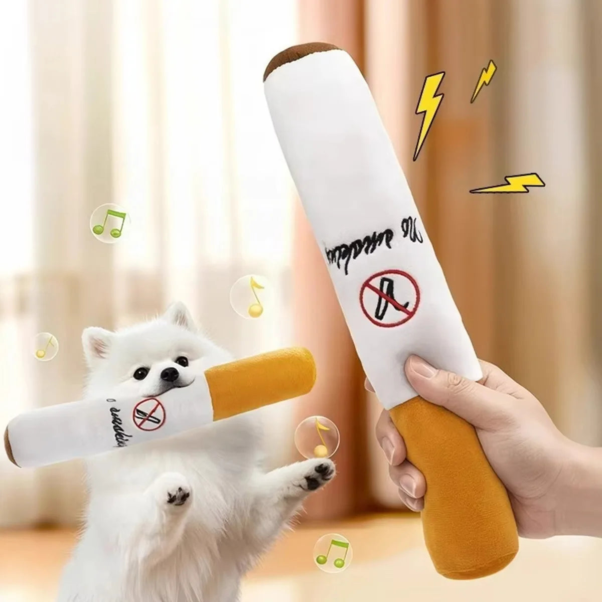 “No Smoking” Dog Toy – Funny Plush Cigarette Chew