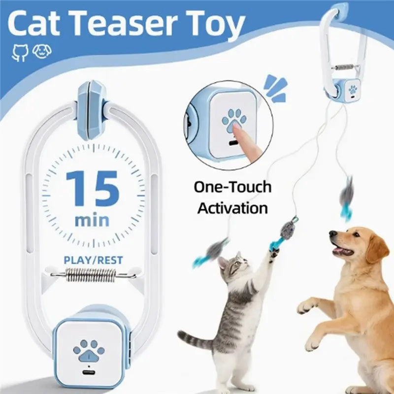 Interactive Hanging Cat Toy with Flapping Bird & Feather Teaser 🐱