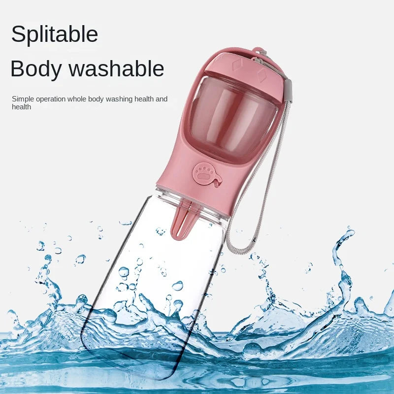 Portable Pet Water Bottle & Food Dispenser 2-in-1