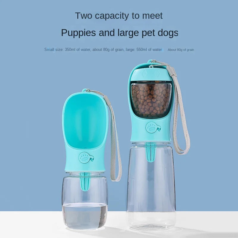 Portable Pet Water Bottle & Food Dispenser 2-in-1