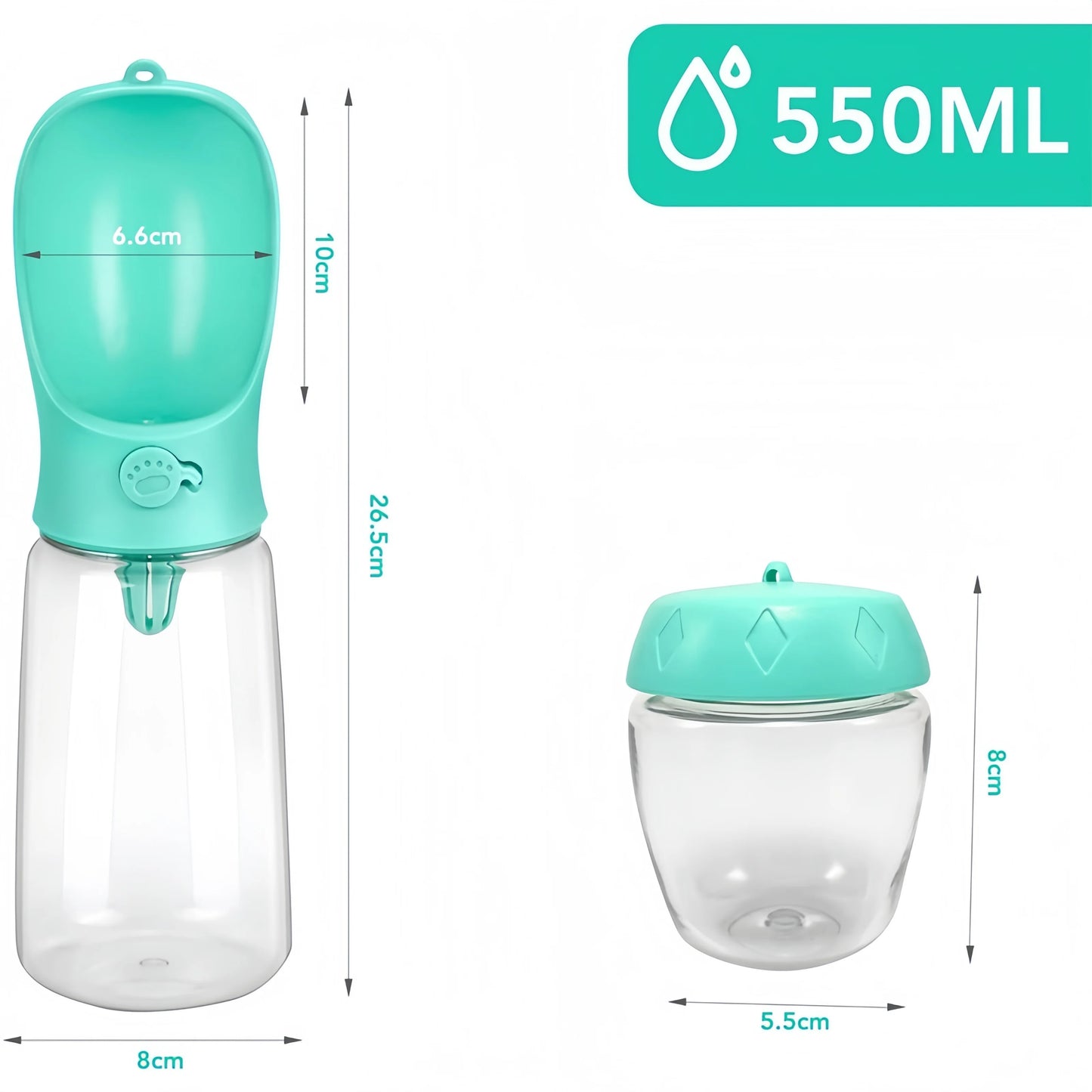 Portable Pet Water Bottle & Food Dispenser 2-in-1