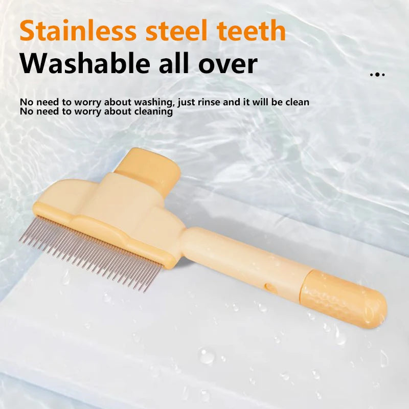 Pet Hair Removal & Flea Comb – With Release Button & Massage Function
