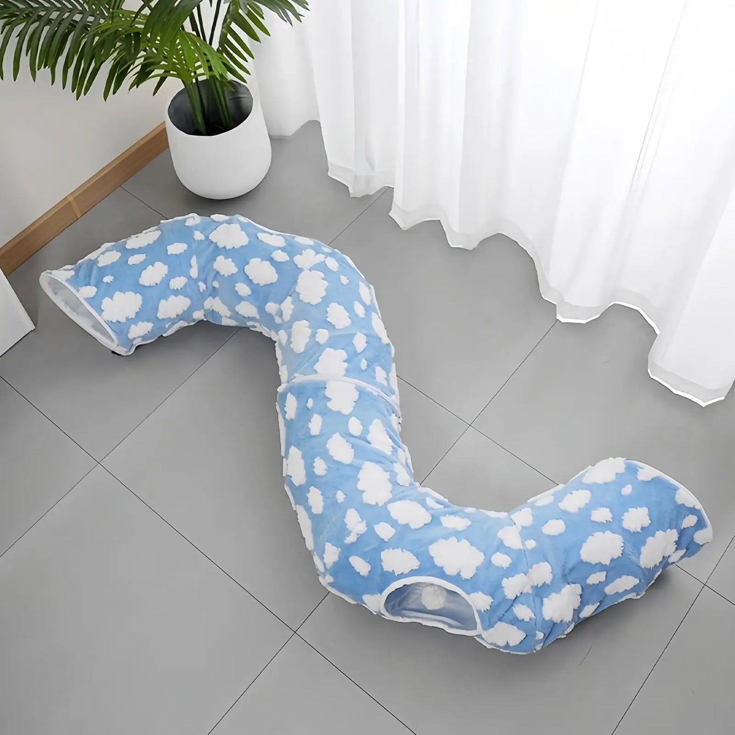 Cat Tunnel Donut Bed with Removable Cushion — Washable 2-in-1 Tunnel & Cozy Nest for Cats, Kittens, Small Dogs and Bunnies