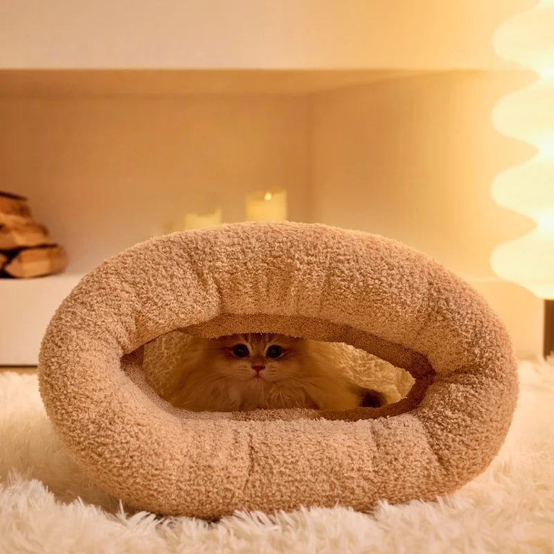 Cozy Burrow Bed – Thermal Winter Cat Cave & Snuggle Sleeping Bag for Cats and Small Dogs 🐾❄️