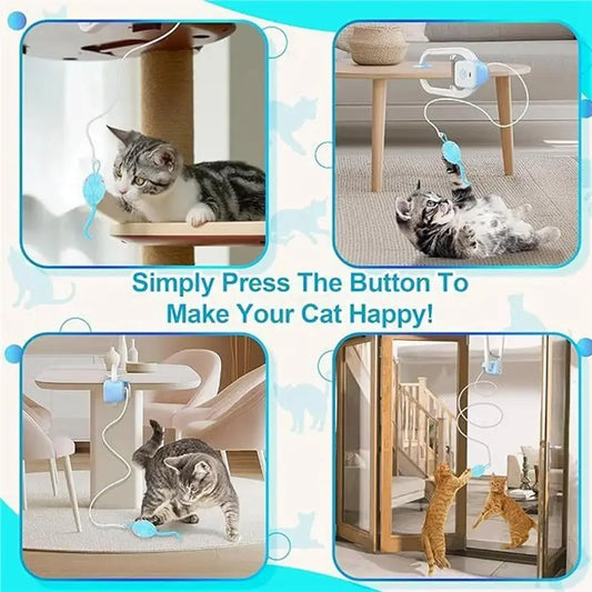 Interactive Hanging Cat Toy with Flapping Bird & Feather Teaser 🐱