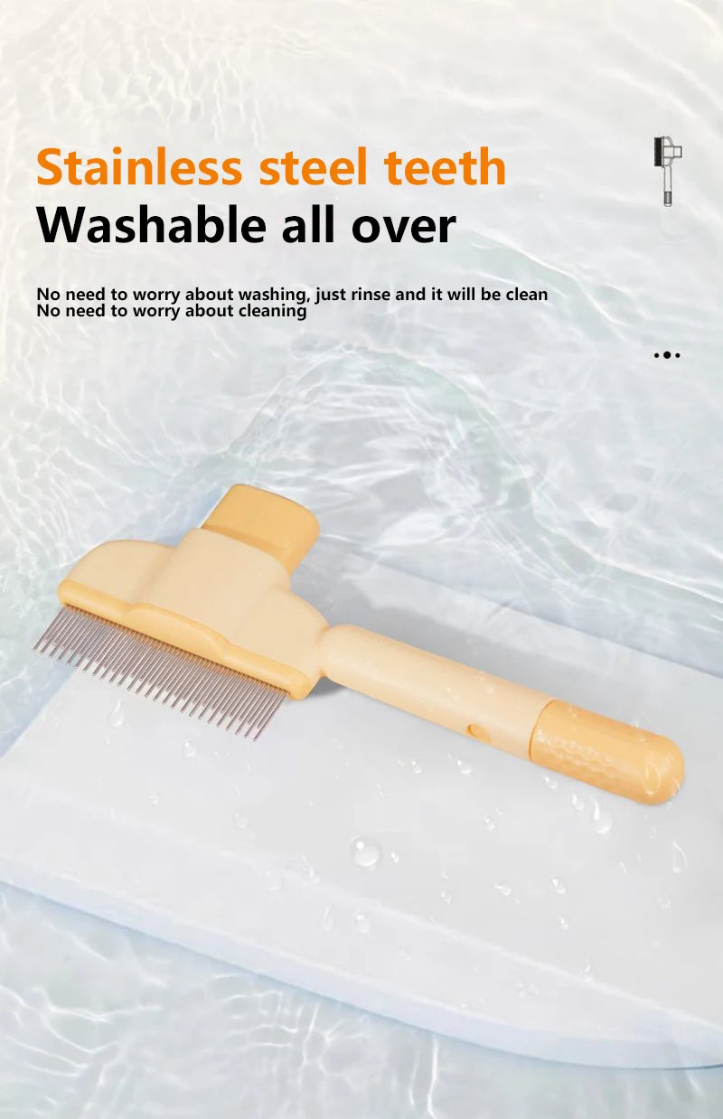 Pet Hair Removal & Flea Comb – With Release Button & Massage Function