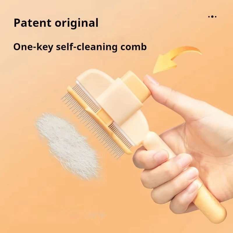 Pet Hair Removal & Flea Comb – With Release Button & Massage Function