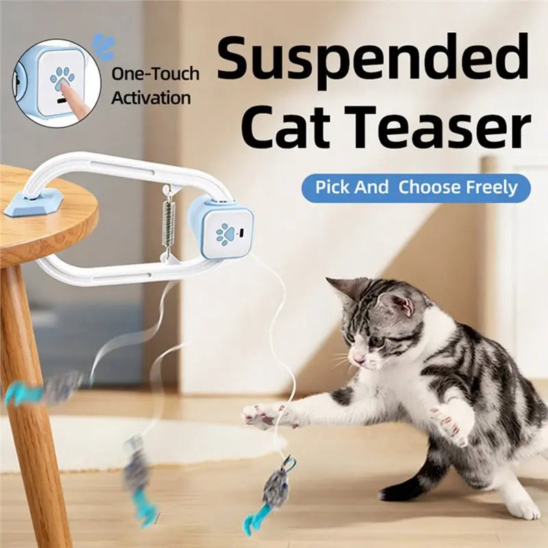Interactive Hanging Cat Toy with Flapping Bird & Feather Teaser 🐱